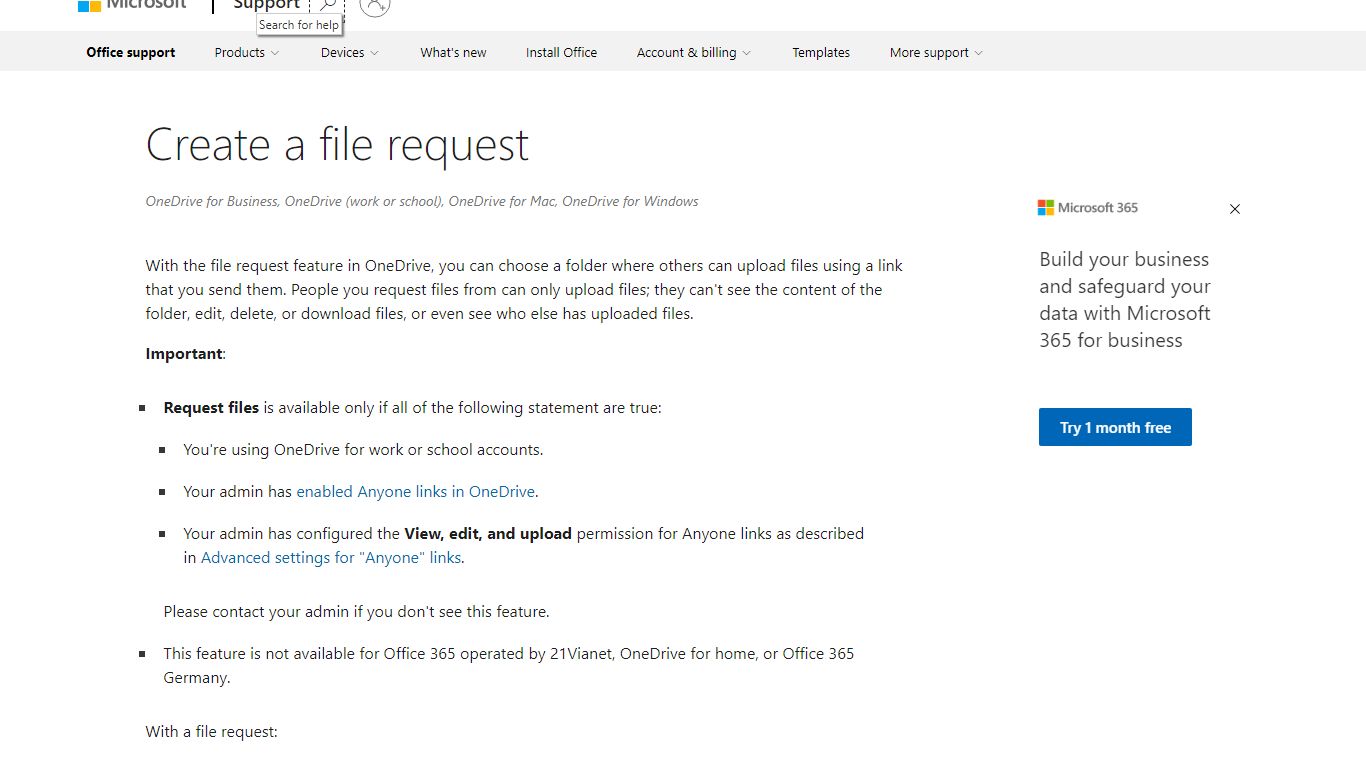 Create a file request - support.microsoft.com